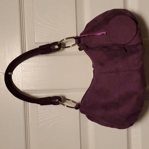 Faux Suede Purple Hobo Bag